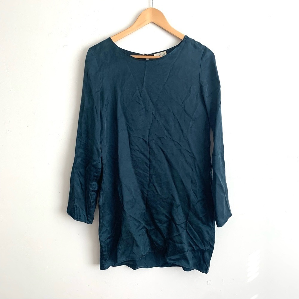Aritzia Wilfred Free Relaxed Fit Cupro Teal Long Sleeve Shift Dress